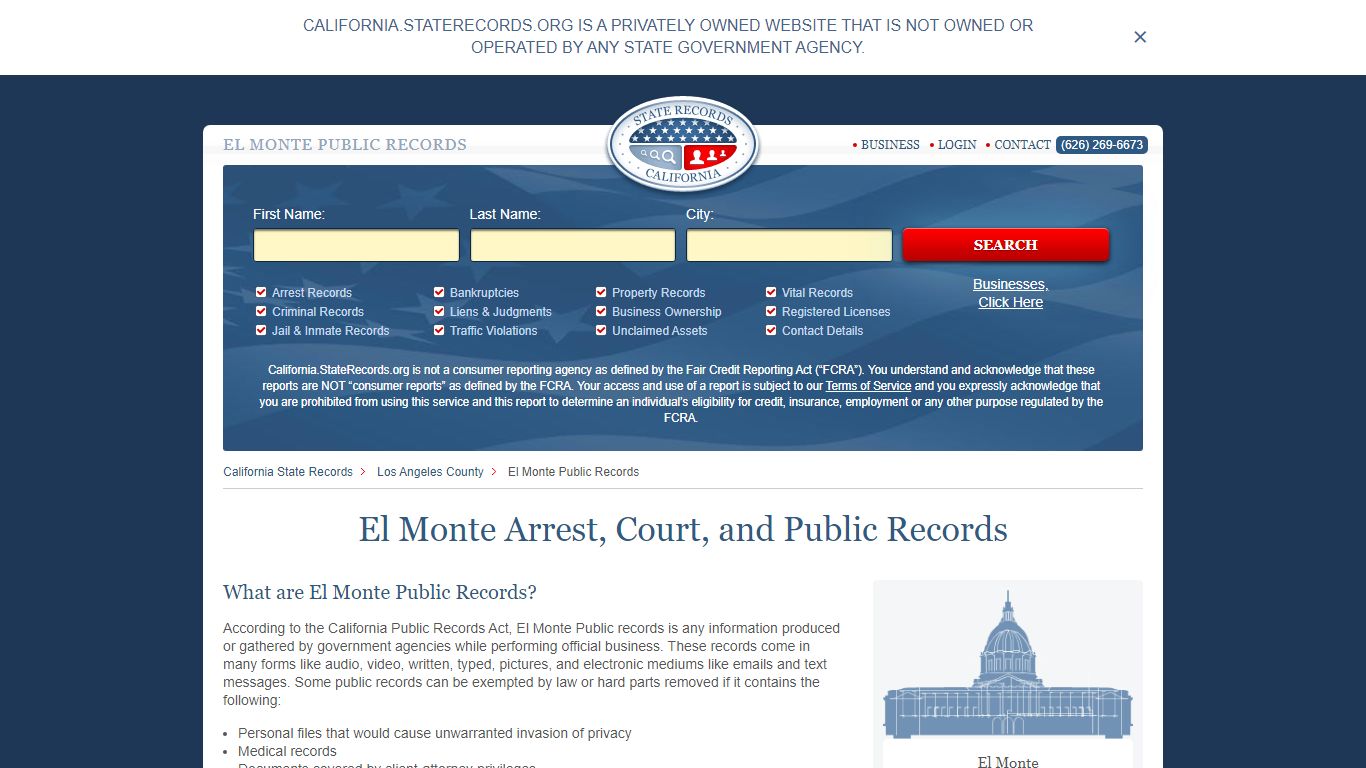 El Monte Arrest and Public Records | California.StateRecords.org